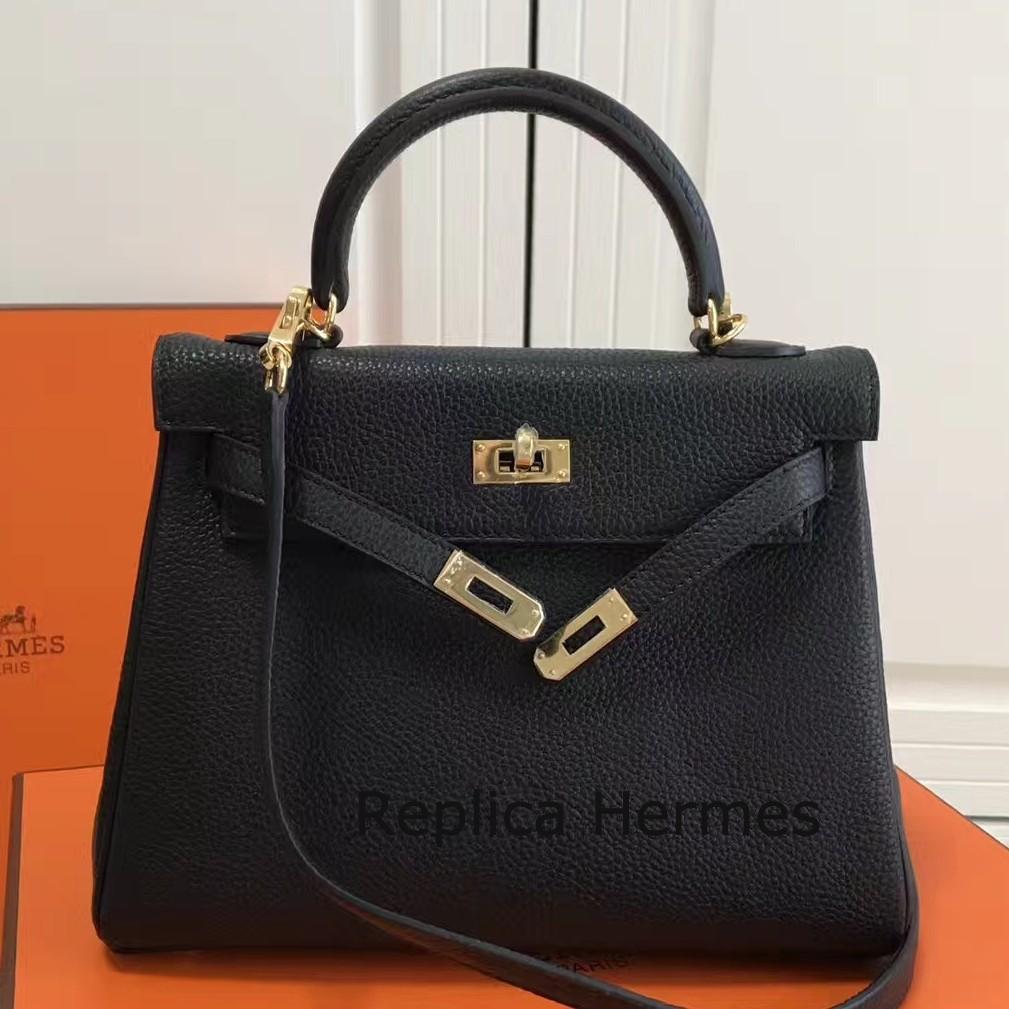 Hermes Black Clemence Kelly 25cm GHW Bag Replica