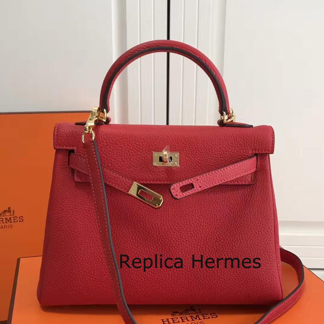 Best Imitation Hermes Red Clemence Kelly 25cm GHW Bag