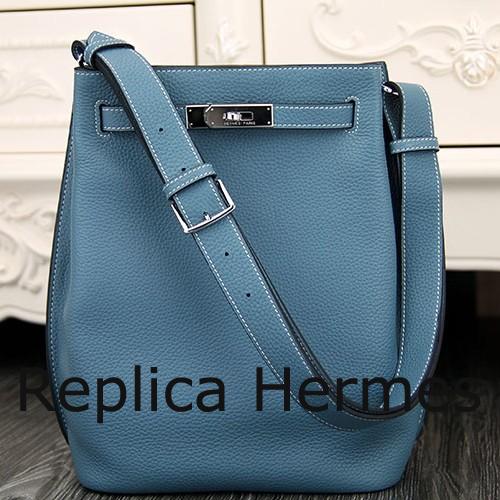 Replica Hermes So Kelly 22cm Bag In Jean Blue Leather
