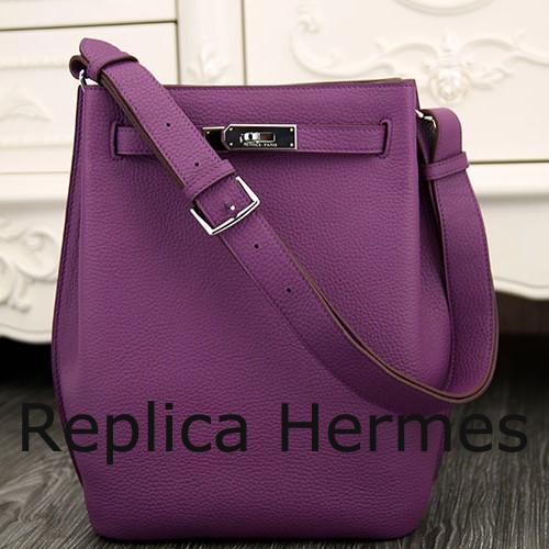 Designer Hermes So Kelly 22cm Bag In Purple Leather