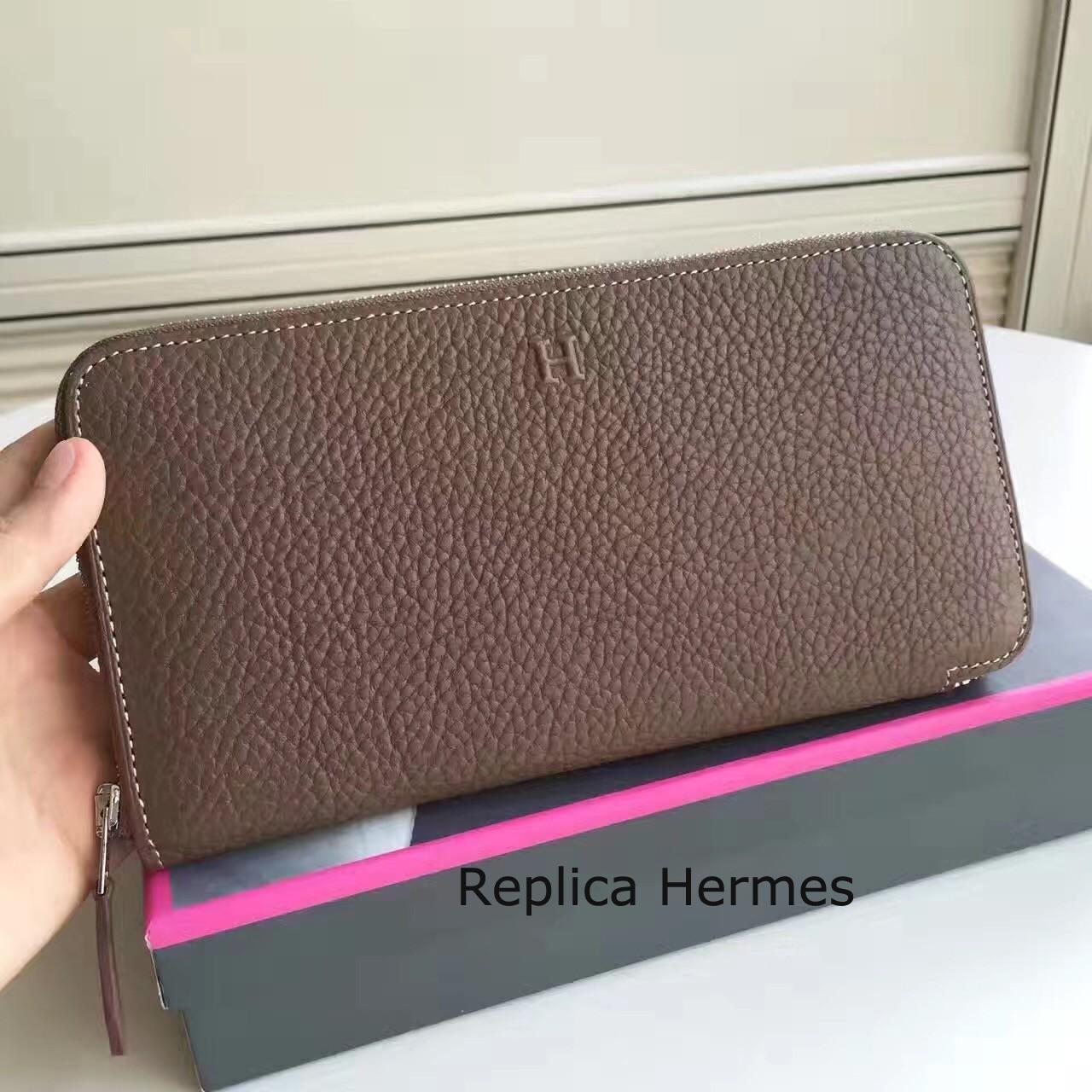 Wholesale Hermes Etoupe Clemence Azap Zipped Wallet