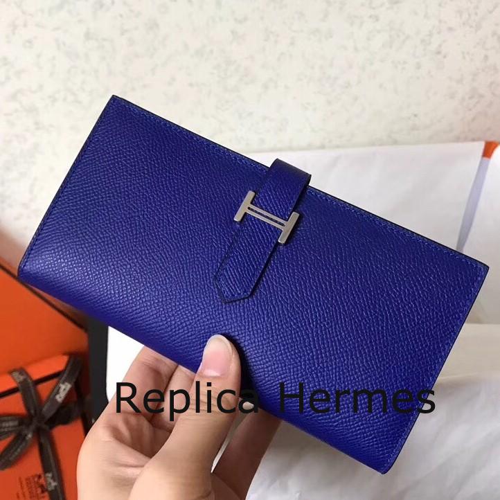 Knockoff Hot Hermes Blue Electric Epsom Bearn Gusset Wallet