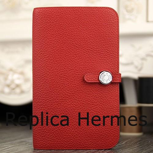 Hermes Dogon Combine Wallet In Red Leather Replica