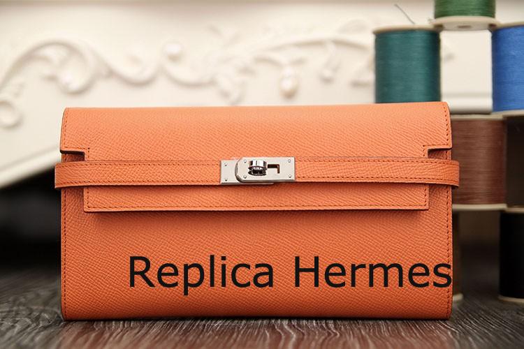 Top Quality Hermes Kelly Longue Wallet In Crevette Epsom Leather