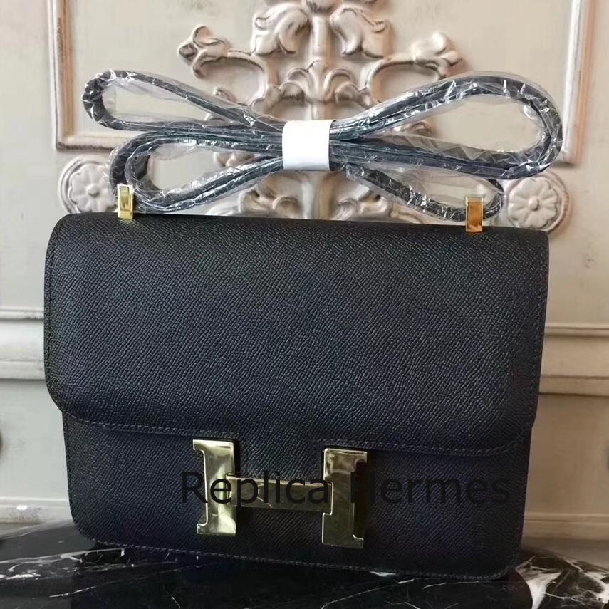 Hermes Black Constance MM 24cm Epsom Leather Bag