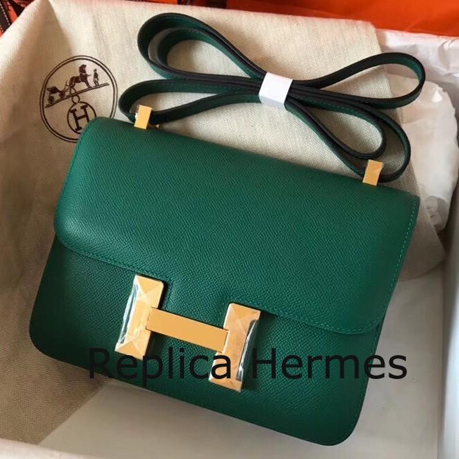 Hermes Epsom Constance 24cm Malachite Handmade Bag