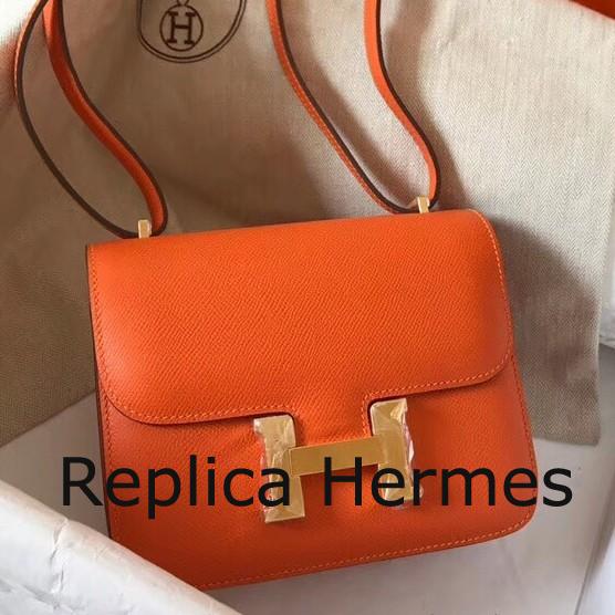 Fake Hot Hermes Mini Constance 18cm Orange Epsom Bag