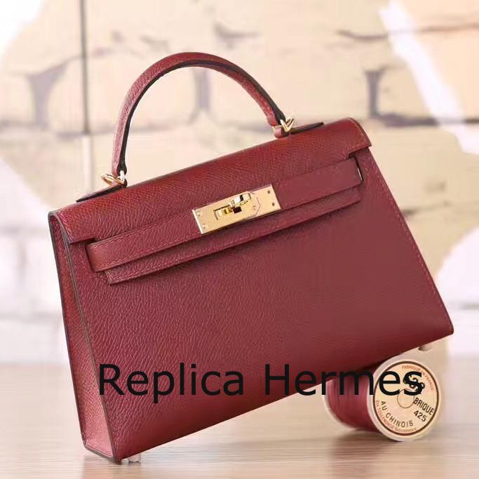 Copy Cheap Hermes Ruby Epsom Kelly Mini II 20cm Handmade Bag