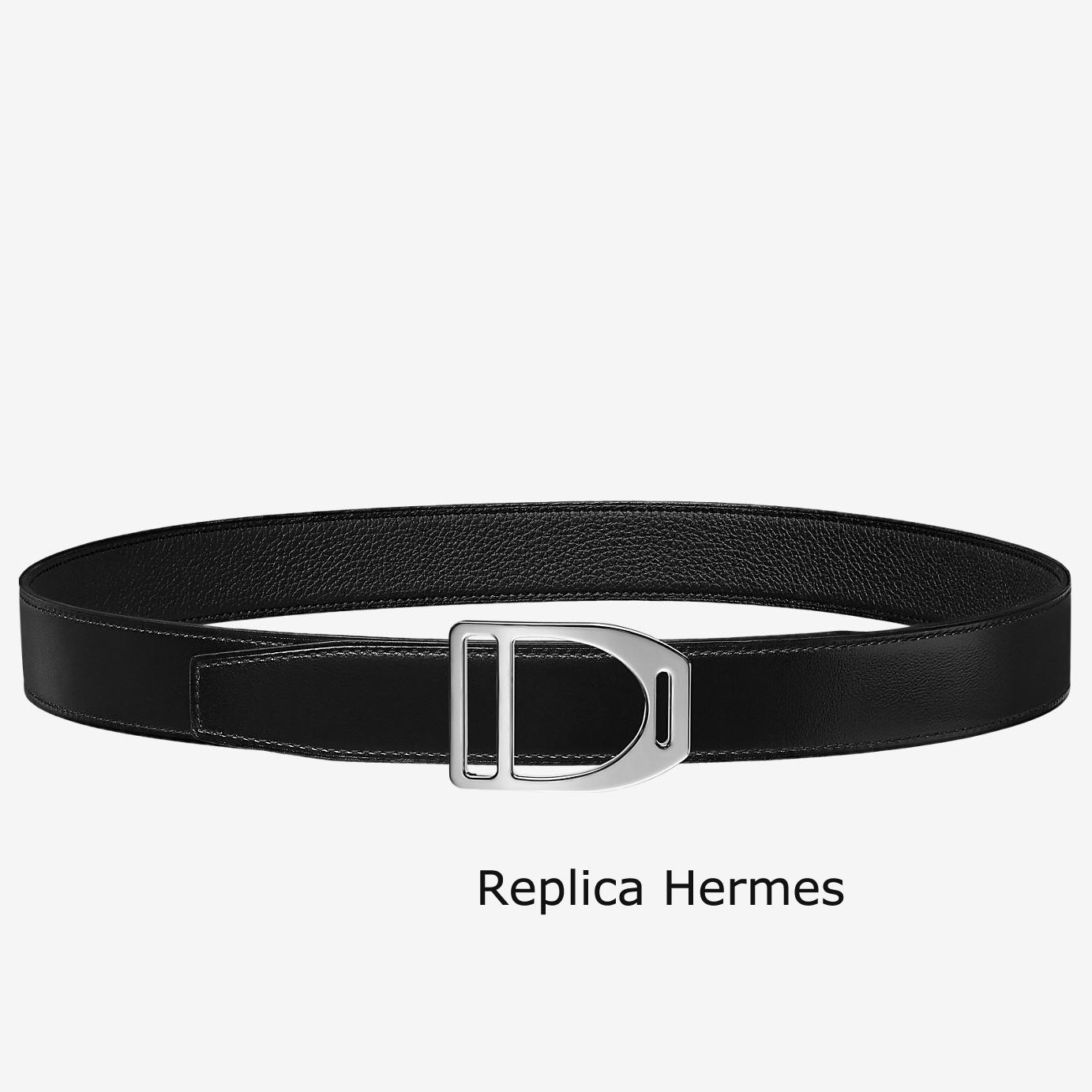 Hermes Etrier Buckle Belt & Black Clemence 32 MM Strap Replica