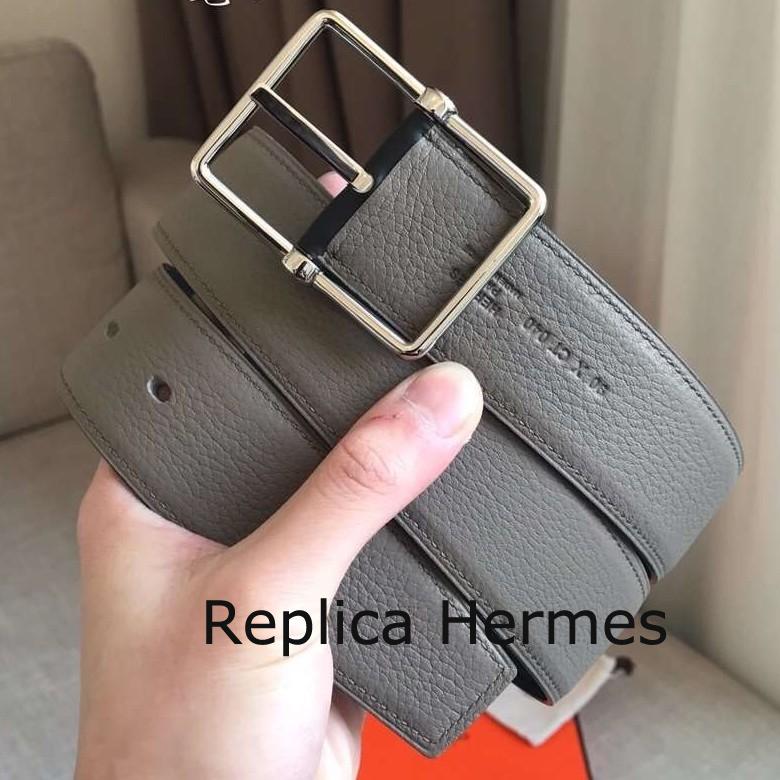 Designer Hermes Grey Saddle 38MM Reversible Belt