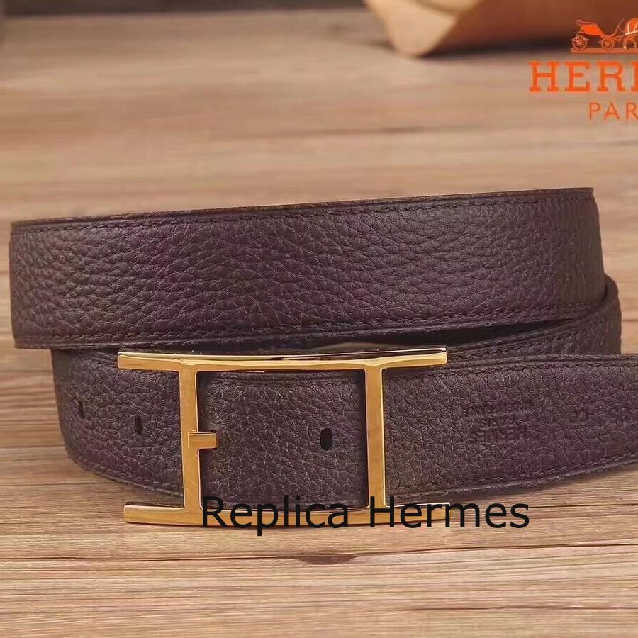 Hermes Quentin 32 MM Chocolate Reversible Belt