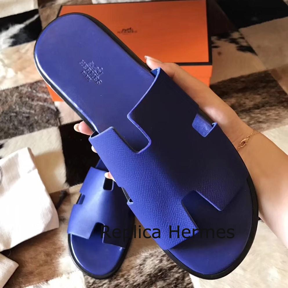 Discount Hermes Izmir Sandals In Electric Blue Epsom Leather