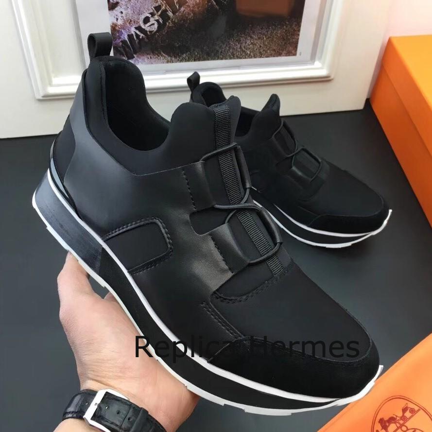 Designer Hermes Men Black Player Sneakers