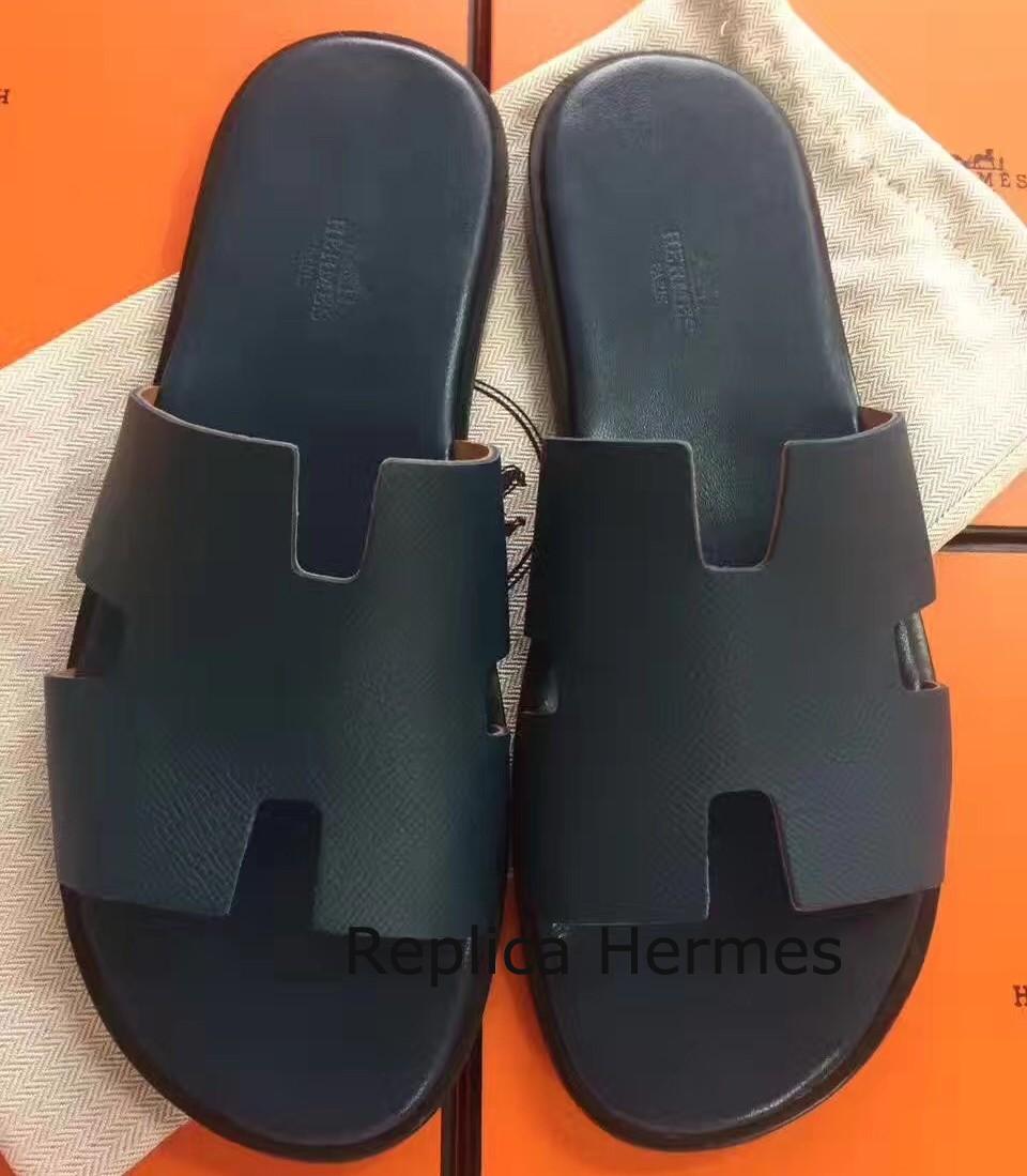 Hermes Navy Blue Epsom Izmir Sandals