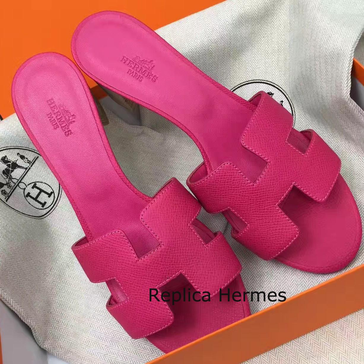 Hermes Rose Red Epsom Oasis Sandals Replica