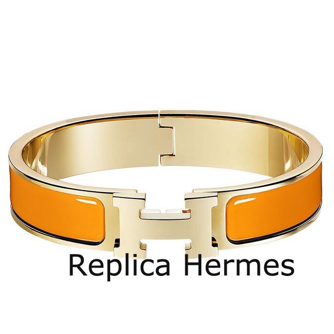 Cheap Replica Hermes Orange Enamel Clic H PM Bracelet
