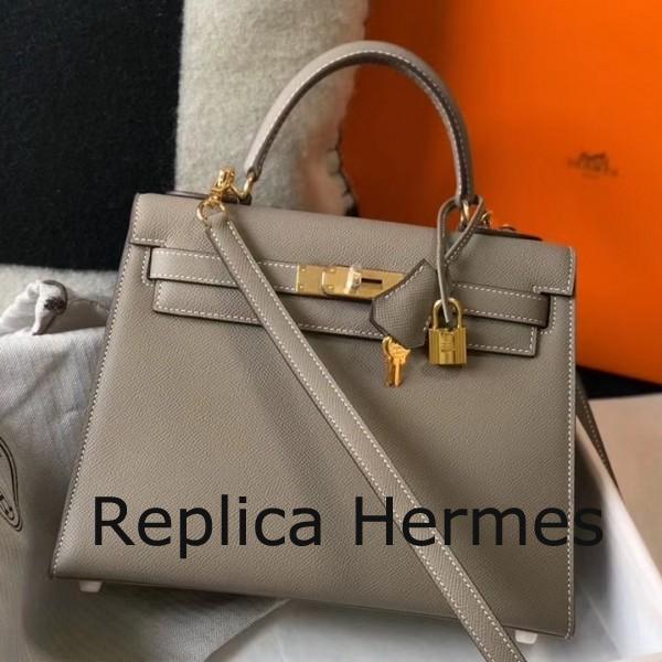 Hermes Gris Asphalt Epsom Kelly 28cm Sellier Handbag GHW Replica
