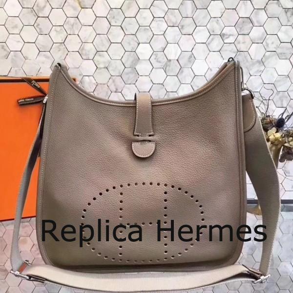 Imitation Hermes Grey Evelyne III PM Messenger Bag
