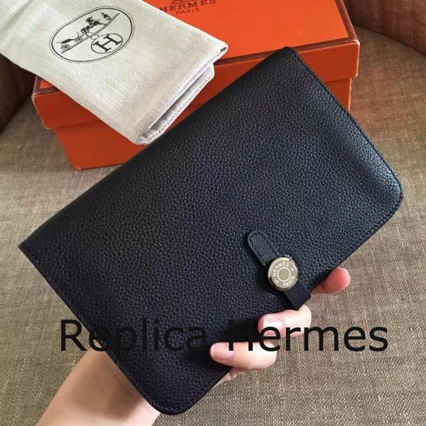 Fashion Hermes Black Dogon Duo Combined Wallet
