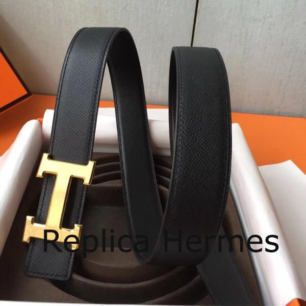 Hermes H Belt Buckle & Black Epsom 32 MM Strap Replica
