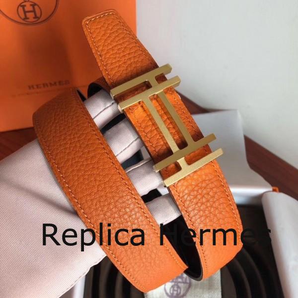 Imitation Hermes H Au Carre Belt Buckle & Orange 32mm Strap