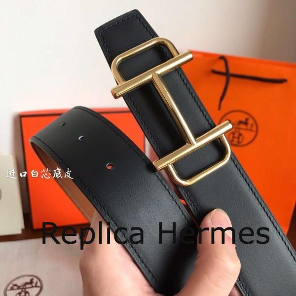 Copy 1:1 Hermes Royal 38MM Reversible Belt In Brown Clemence Leather