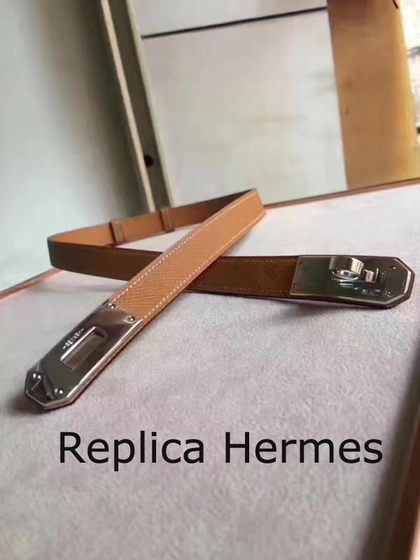 Hermes Kelly Belt In Brown Epsom Leather Replica