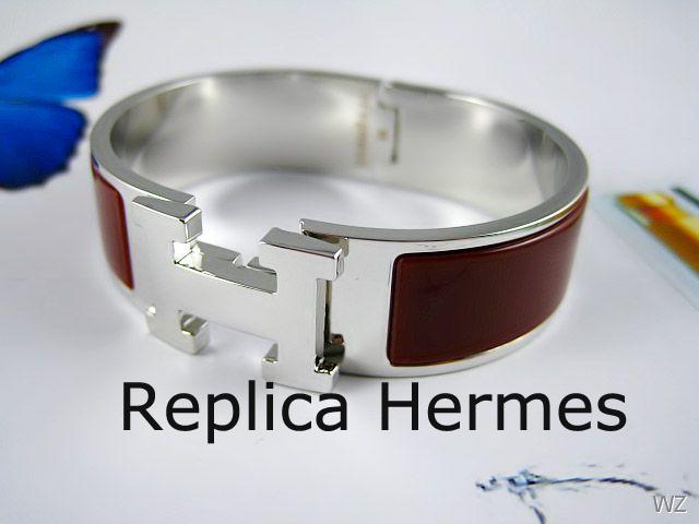 AAA Faux Hermes Coffee Enamel Clic H Bracelet Narrow Width (18mm) In Silver