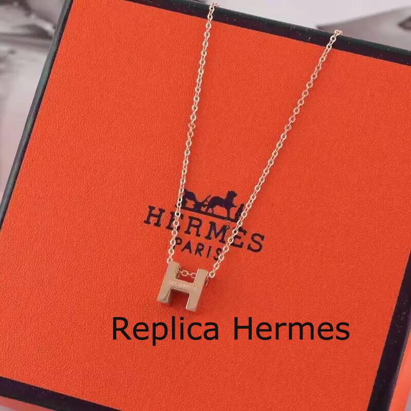 Hermes “H” Necklace Pink Gold Replica