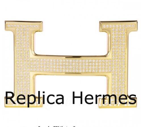Hermes Reversible Belt 18k Gold Plated H Buckle With Full Diamonds