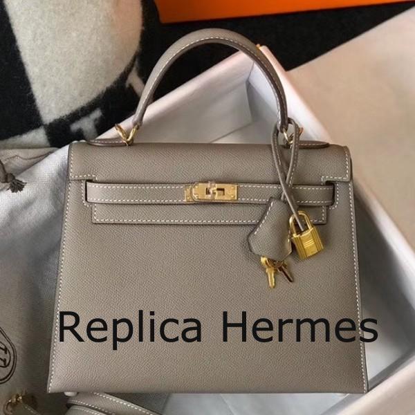 Hermes Gris Asphalt Epsom Kelly 25cm Sellier Handbag GHW