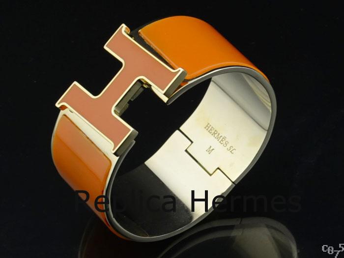 Hermes Yellow Enamel Clic H Bracelet Narrow Width (33mm) In Gold Replica