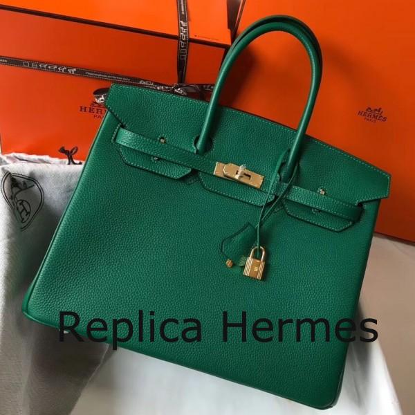 Hermes Malachite Clemence Birkin 35cm Handbag