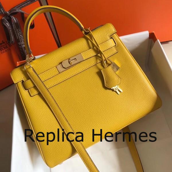 Hermes Kelly 28cm Retourne Handbag In Soleil Clemence Leather Replica