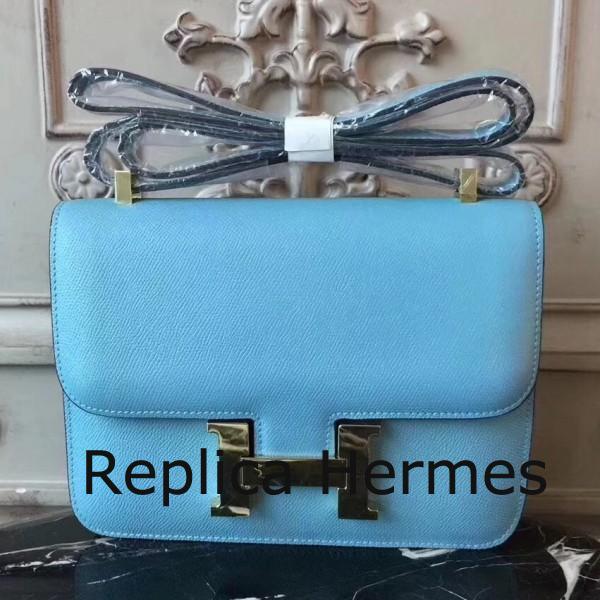 Hermes Blue Atoll Constance MM 24cm Epsom Leather Handbag