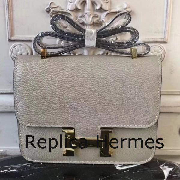 Faux Hermes Grey Constance MM 24cm Epsom Leather Handbag
