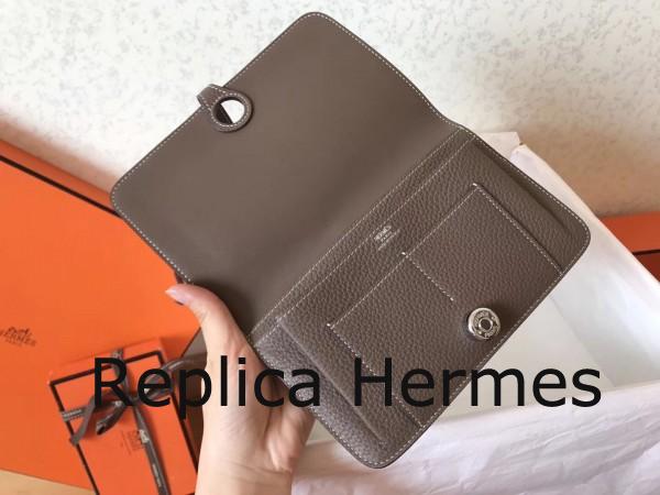 Luxury Fake Hermes Bicolor Dogon Duo Wallet In Black/Taupe Leather