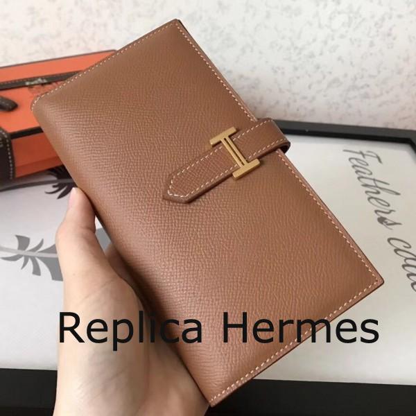 Fashion Hermes Brown Epsom Bearn Gusset Wallet