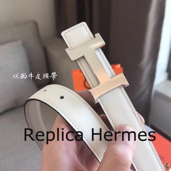 Hermes Mini Constance Belt Buckle & White Epsom 24 MM Strap